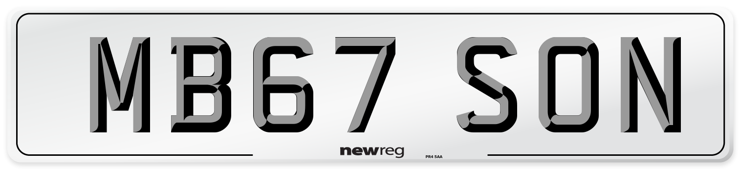 MB67 SON Number Plate from New Reg